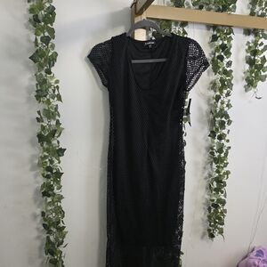 bebe Black Mesh Maxi Dress